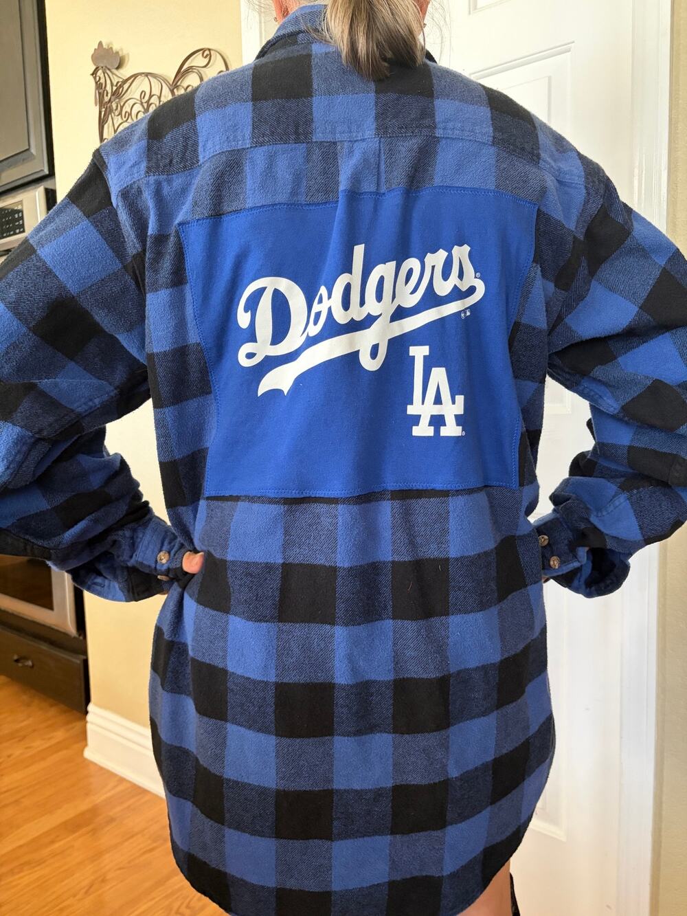 LA Dodgers Upcycled Flannel Shirt Unisex Size XXL